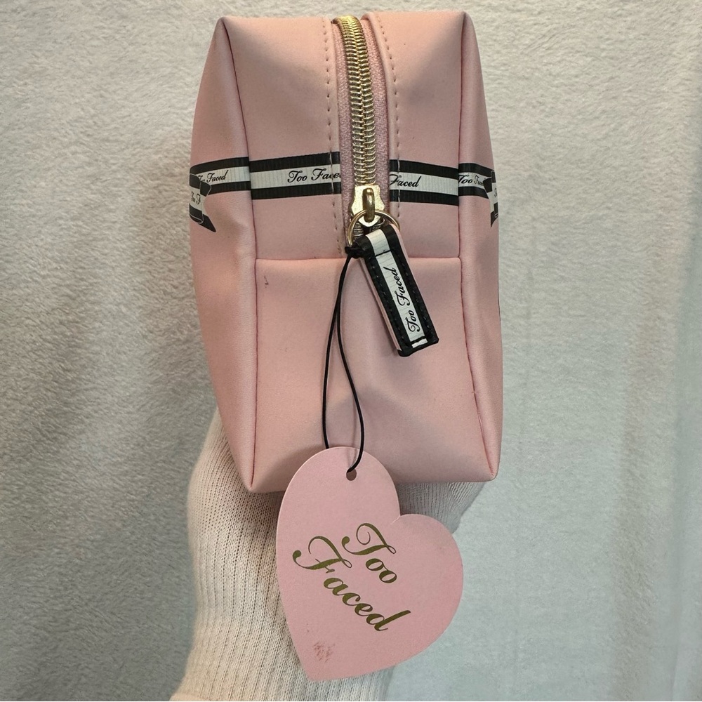 Too Faced Pink Cosmetic Case with Bow Design 9” x 6” x 4” - Picture 6 of 7